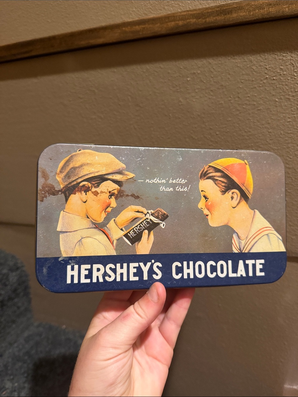 1984 Hershey’s Chocolate 7.75" Tin Box Made In Japan- Vintage Nostalgia Look